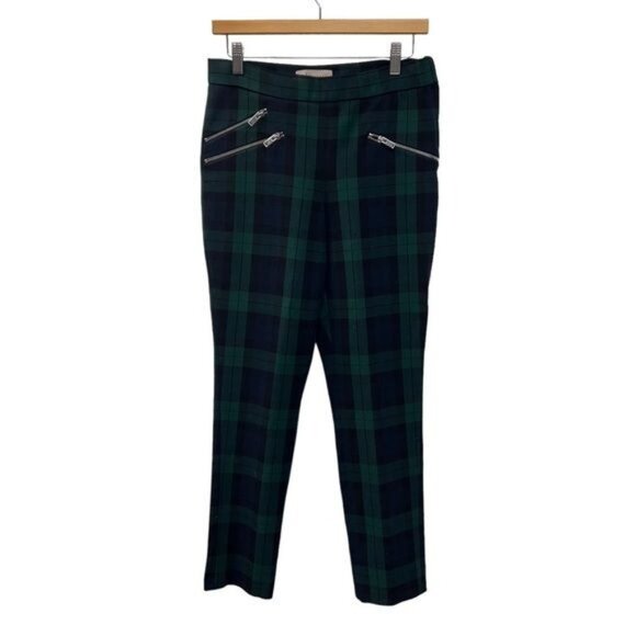 Philosophy Blue and Green Tartan Plaid Skinny Pants with Zipper Pocket - Picture 1 of 8